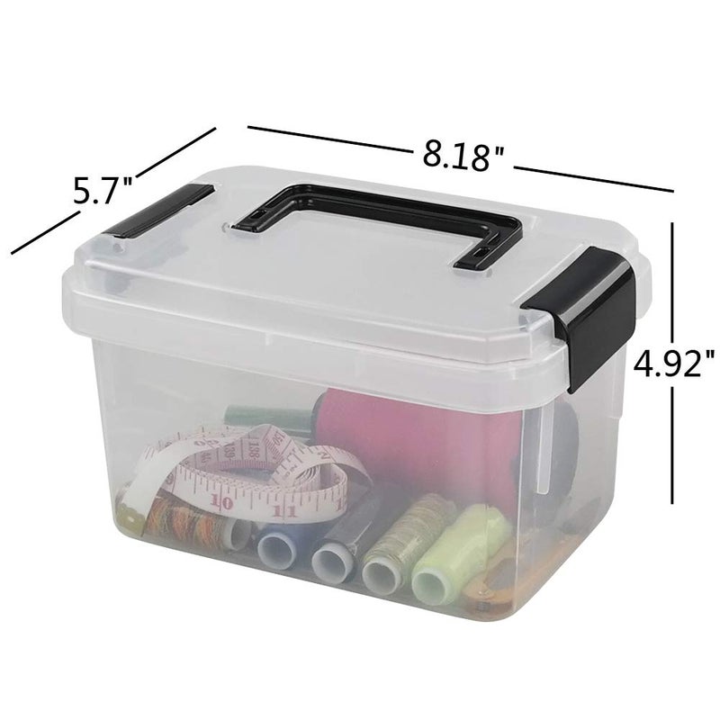 CadineUS Mini Clear Storage Bins with Lids, 2 Liter Plastic Boxes, Set of 4 - Image 2